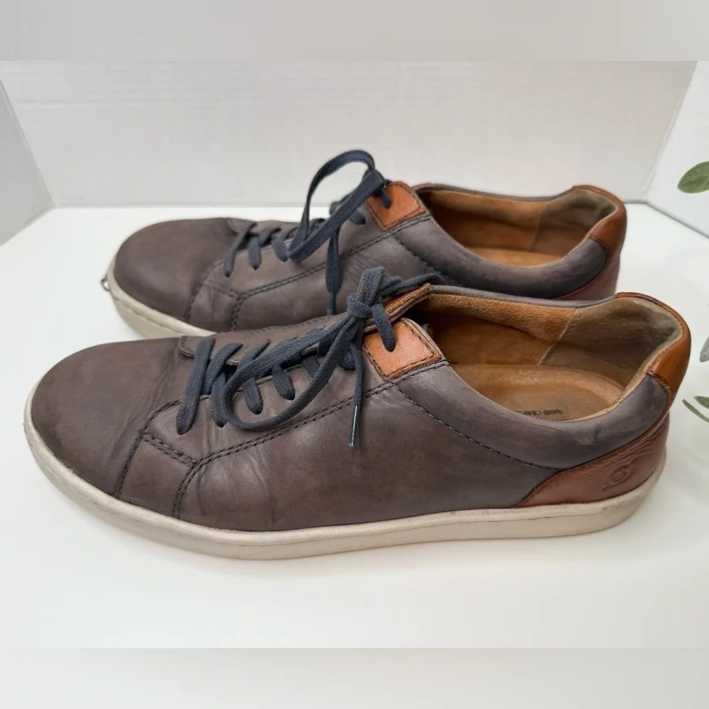 Born Men's Allegheny Gray&Brown Leather Casual Sneakers Size 10M Streetwear